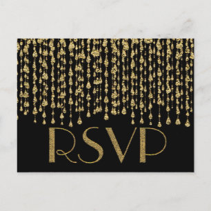 RSVP   Faux Gold Foil Look Invitation Postcard