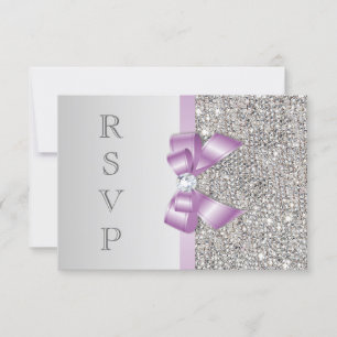 RSVP Faux Silver Sequins Lilac Bow Card