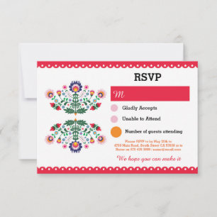 RSVP Fiesta Mexican Print Card Red Wedding Party