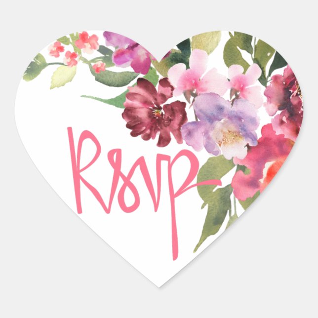 RSVP floral Heart Sticker (Front)