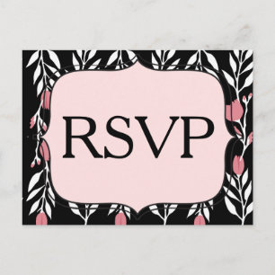 RSVP Floral Pink White and Black Invitation Postcard