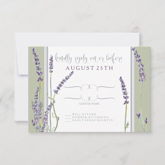 RSVP French Lavender Flowers Modern Typography (Front)