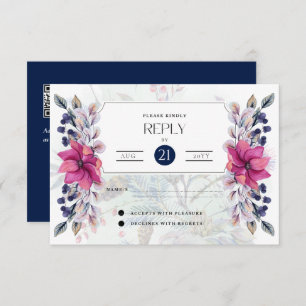 RSVP Fuchsia Pink Navy Blue Floral Elegant