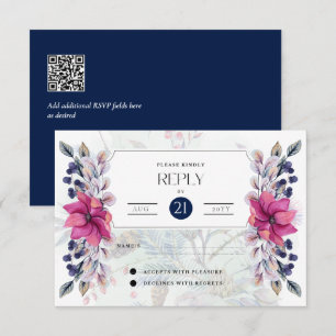 RSVP Fuchsia Pink Navy Blue Floral Elegant Card