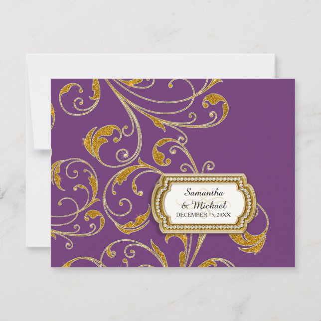 RSVP Glam Old Hollywood Regency Black Tie Event Card (Front)