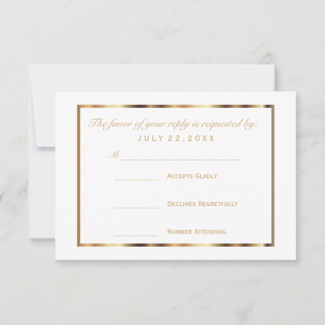 RSVP  Gold and White Card (Front)