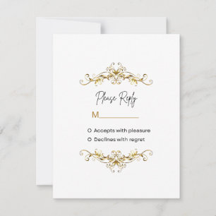 RSVP Gold Scroll Corner Frame Response Card