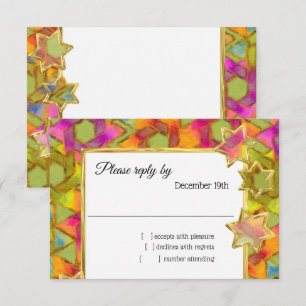 RSVP Gold Star Abstract Star Damask Invitation