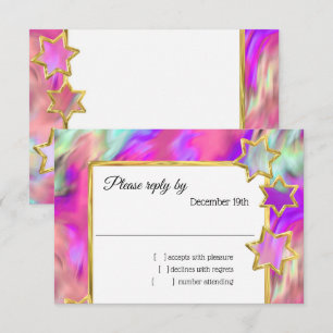RSVP Gold Star Abstract Turquoise Tie Dye Invitation