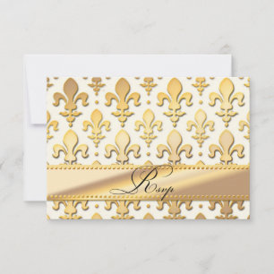 RSVP Gold Wedding Anniversary, Fleur de Lis Card