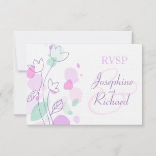RSVP Graphic modern flower petals wedding purple Card