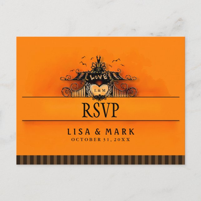 RSVP Halloween Postcard - Orange & Black Love (Front)