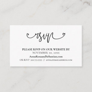 ~* RSVP Hearts Wedding Website  Simple Enclosure Card