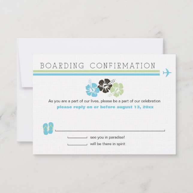 RSVP Hibiscus Boarding Pass Card (Front)