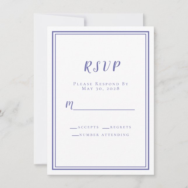 RSVP Invitation Cards Periwinkle Blue Chic Wedding (Front)