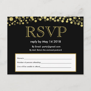 RSVP invite postcard  black and gold