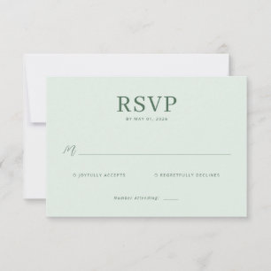 RSVP Joyfully Accepts Pastel Green Minimalist Card