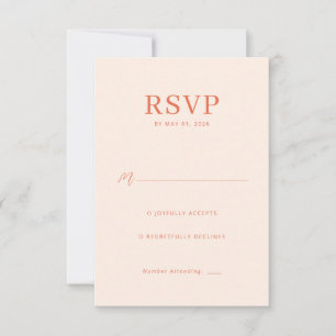 RSVP Joyfully Accepts Peach Serif Minimalist Card
