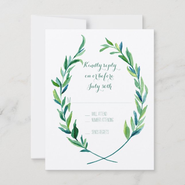 RSVP Laurel Wreath Olive Leaf Branch Modern Simple Card (Front)