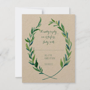 RSVP Laurel Wreath Olive Leaf Branch Modern Simple Card