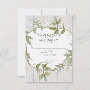 RSVP Laurel Wreath Rustic Country Foliage Wooden Card
