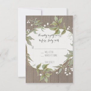 RSVP Laurel Wreath Rustic Country Foliage Wooden Card