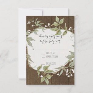 RSVP Laurel Wreath Rustic Summer Outdoor Wedding Card