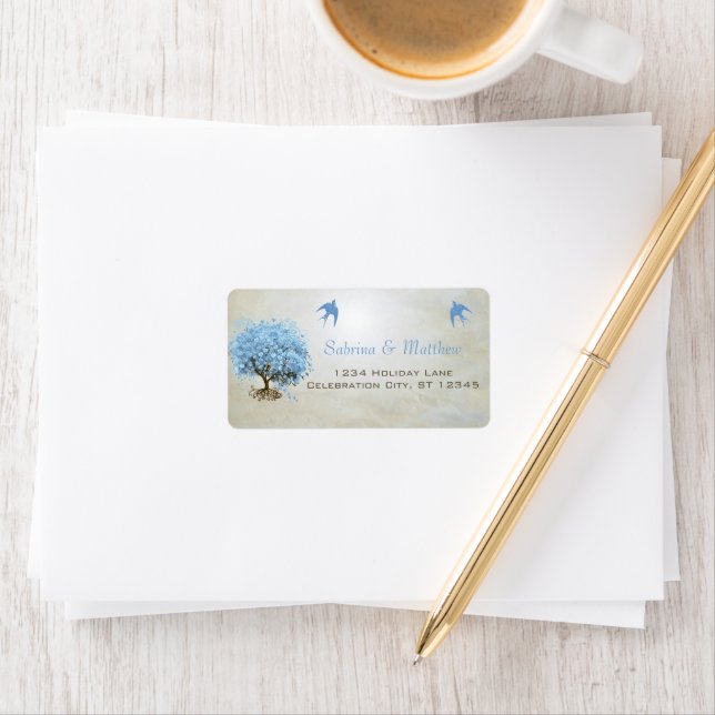 RSVP Light Powder Blue Heart Leaf Tree  Label (Insitu)