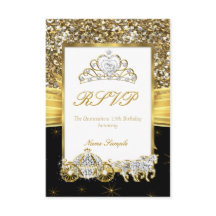 RSVP Magical Quinceanera Gold Black Horse Carriage