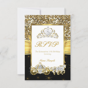 RSVP Magical Quinceanera Gold Black Horse Carriage