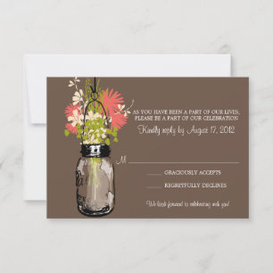 RSVP Mason Jar and Wildflowers Card