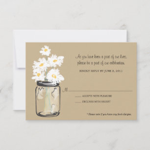 RSVP - Mason Jar filled with White Daisies Card