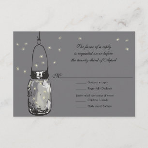 RSVP Mason Jar & Fireflies Wedding Card