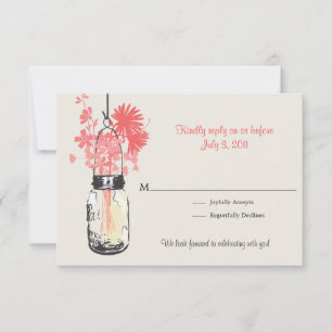 RSVP Mason Jar & Wildflowers Wedding Card