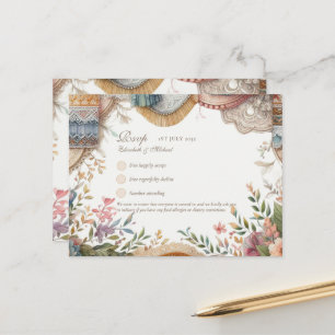 RSVP Maximalist Vintage Floral Menu Shabby Country Postcard
