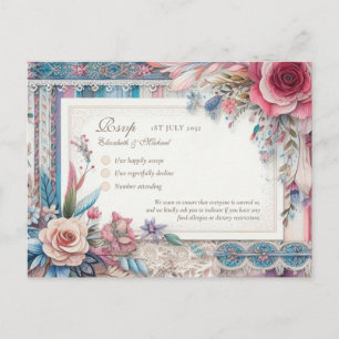 RSVP Maximalist Vintage Floral Menu Shabby Country Postcard