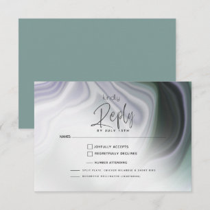 RSVP MEAL CHOICE   Dusty Jade and Violet Abstract  Card