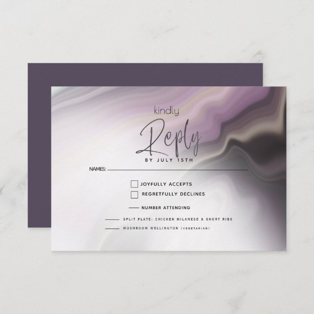 RSVP MEAL CHOICE | Plum Purple Airbrush Marble (Front/Back)