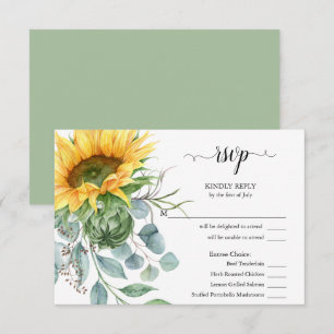 RSVP Meal Choice Rustic Sunflowers Card