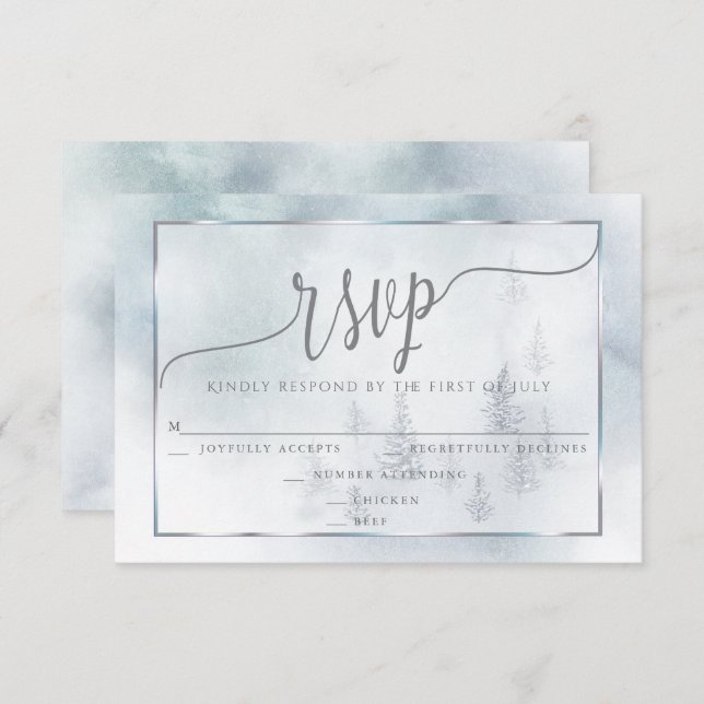 RSVP Meal Choice  |  Silver Blue Winter Wonderland (Front/Back)