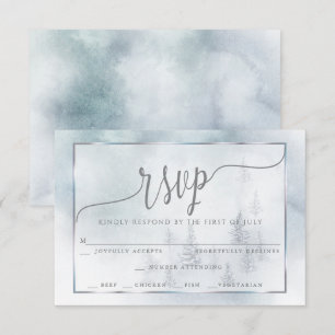 RSVP Meal Choice Silver Blue Winter Wonderland Card
