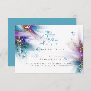 RSVP MEAL CHOICE Teal Purple Abstract Floral
