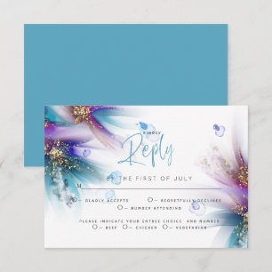RSVP MEAL CHOICE   Teal Purple Abstract Floral Card