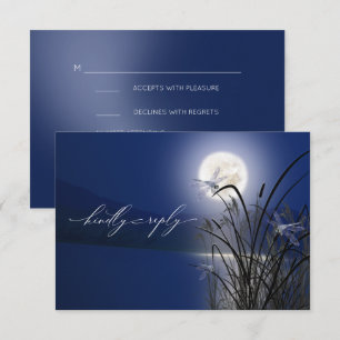 RSVP Menu Royal Blue Full Moon Dragonfly Pond 