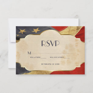RSVP Military Wedding Patriotic Vintage Flag