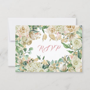 RSVP Mint Teal White Roses Branch Card