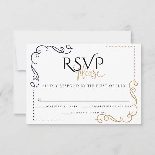 RSVP  |  Modern Black and Gold  Minimal (Front)