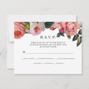 RSVP MODERN Chic Wide Stripes w Vintage Roses Card