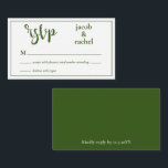 RSVP Modern Dark Forest Green Wedding RSVP Card<br><div class="desc">This design features a modern script RSVP graphic and space for the wedding couple's name. Click the customise button if you would like to move/scale the images and further modify the text! Variations of this design, additional colours, as well as coordinating products are available in our shop, zazzle.com/store/doodlelulu. Contact us...</div>