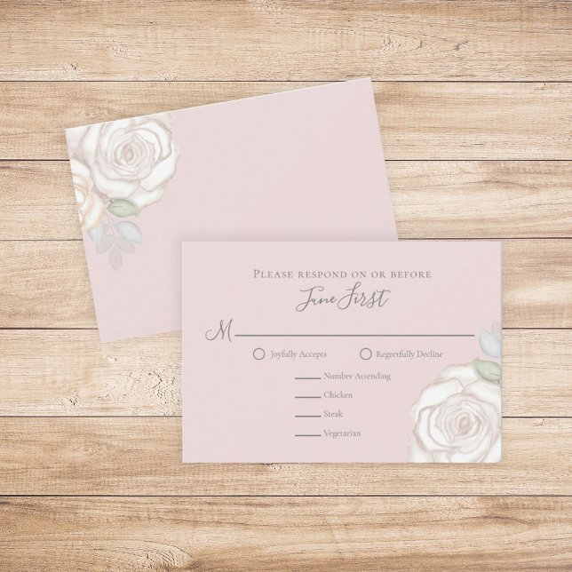 RSVP Modern Elegant Minimalist Floral Rustic Blush Card (Creator Uploaded)